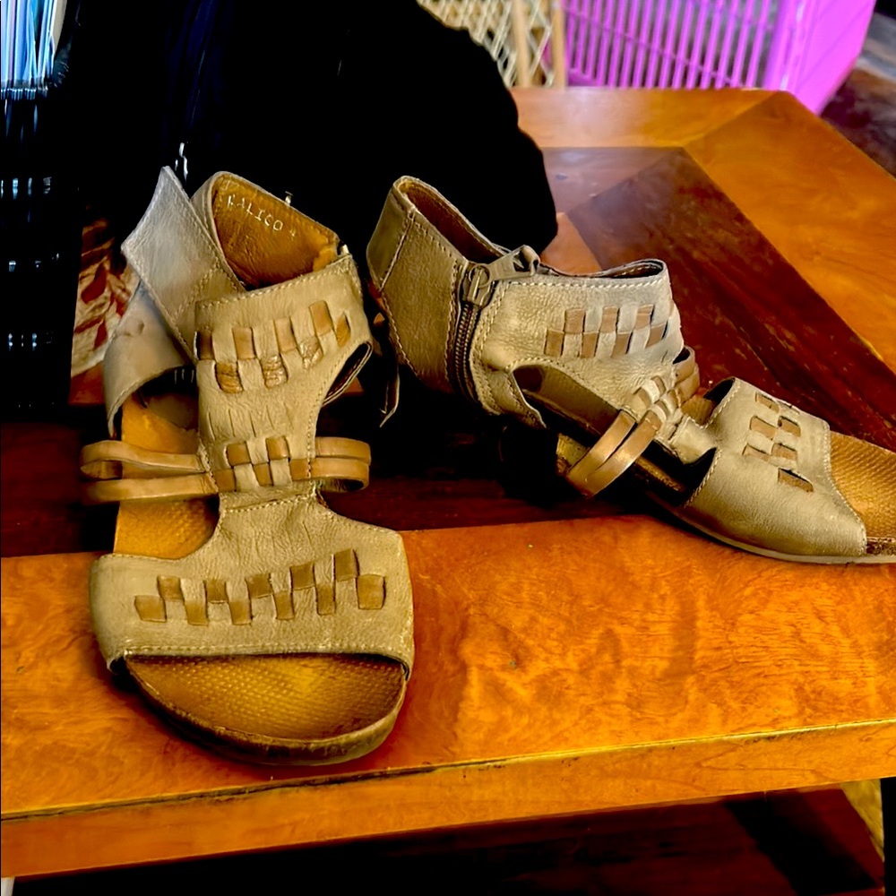 Miz Mooz Tan Sandals with Braided Detailing